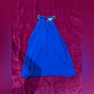 Blue Diane von Furstenberg halter top with chain